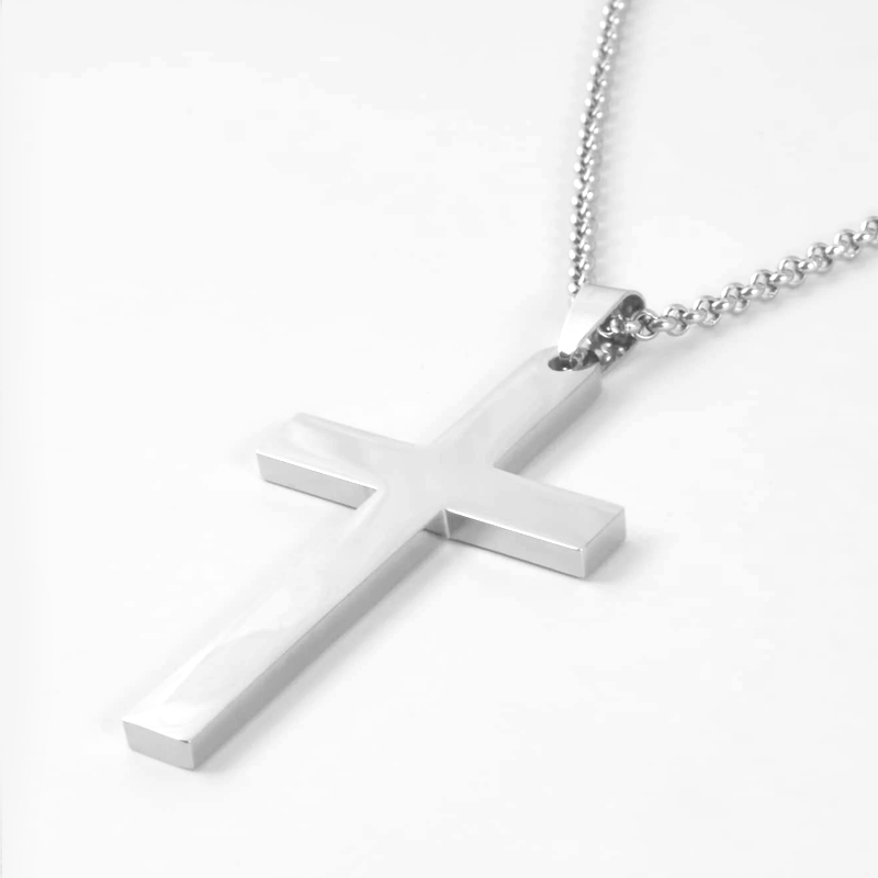 chaîne pendentif argent acier inoxydable croix