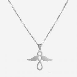 chaîne forçat pendentif argent ange acier inoxydable