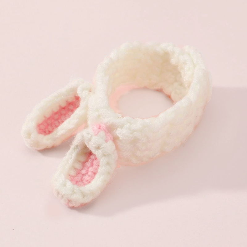 bracelet kawai lapin laine rose et blanc