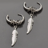 boucles d'oreilles pendantes acier inoxydable plume