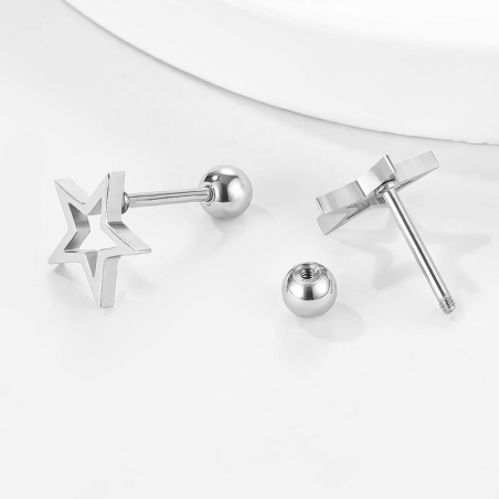 Boucles D'Oreilles Étoiles En Argent 925 Avec Cristaux - Clou D'Oreille Ciel Étoilé Pour Femme Ou Fille - 7