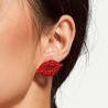 boucles d'oreilles lèvres rouges bouche paillettes