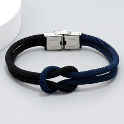 bracelet pour homme acier inoxydable bleu et noir