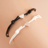 bracelets cordon noir et blanc coeur