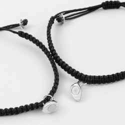 2 bracelets coeurs sur cordon taille unique