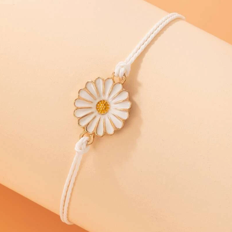 bracelet marguerite cordon blanc