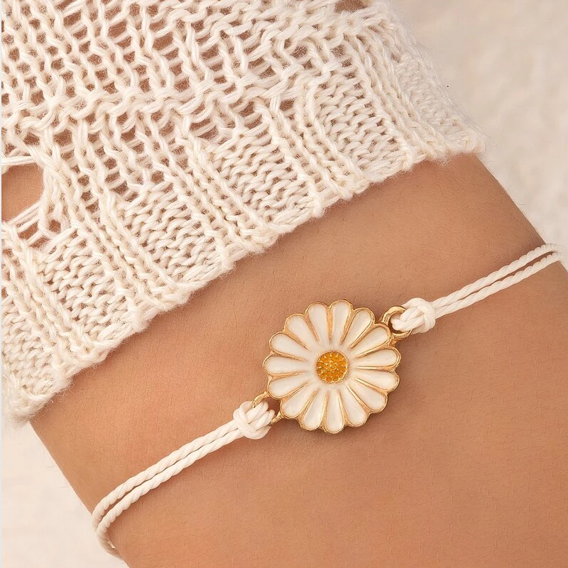 bracelet fleur cordon taille unique