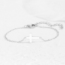 bracelet croix acier inoxydable chaîne maille forçat