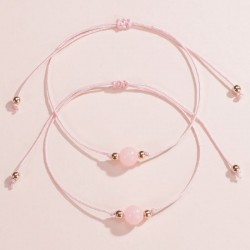 bracelets pierre ronde rose sur cordon phosphorescents
