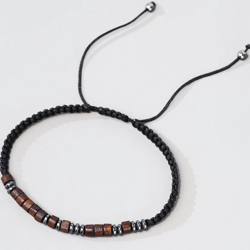 bracelet homme perles couleur bois minimaliste