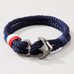 bracelet marin homme avec ancre argentée