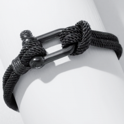 bracelet homme cordon noir noeud design