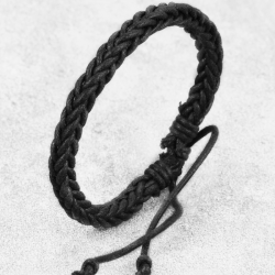 bracelet homme noir tressé cuir taille unique