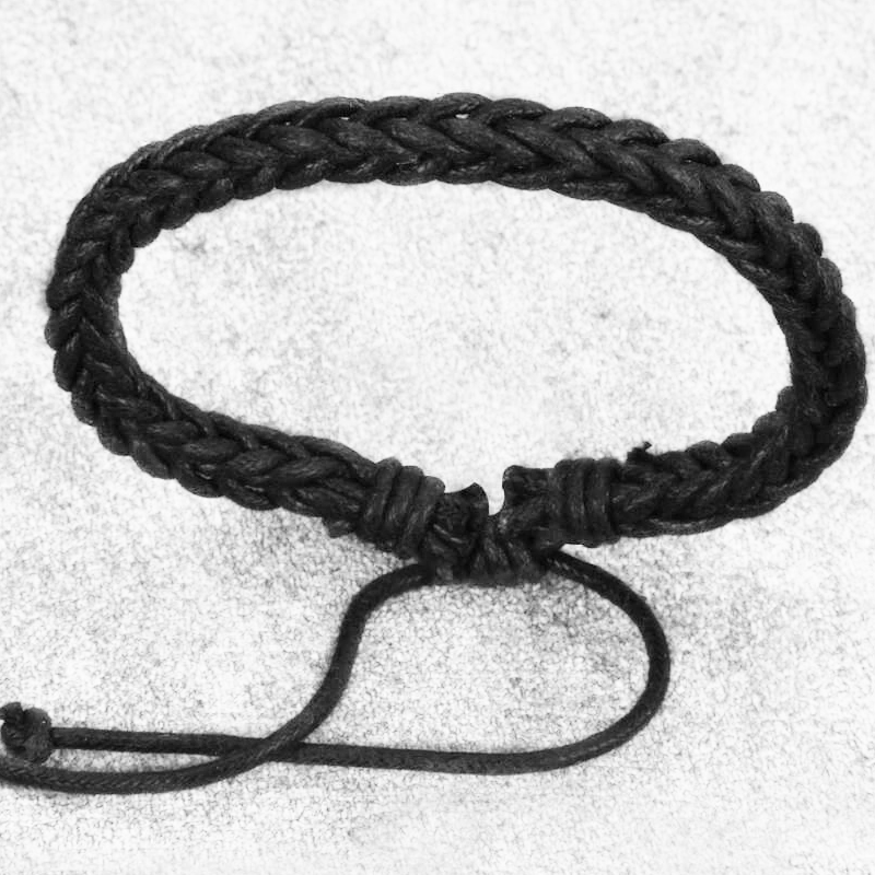 bracelet homme tresse noire cuir taille unique