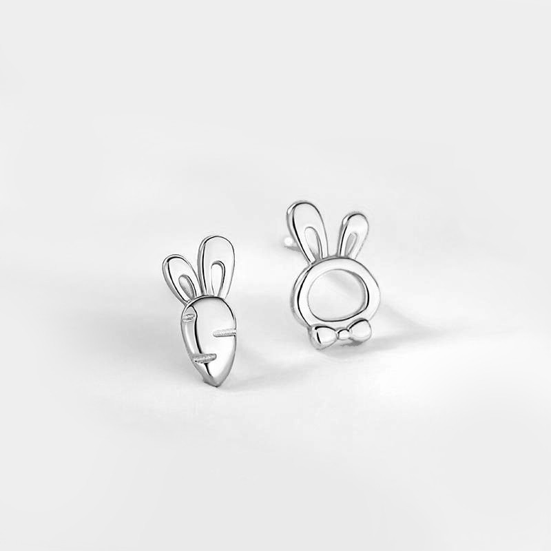 puces d'oreilles lapin design argent 925 carotte