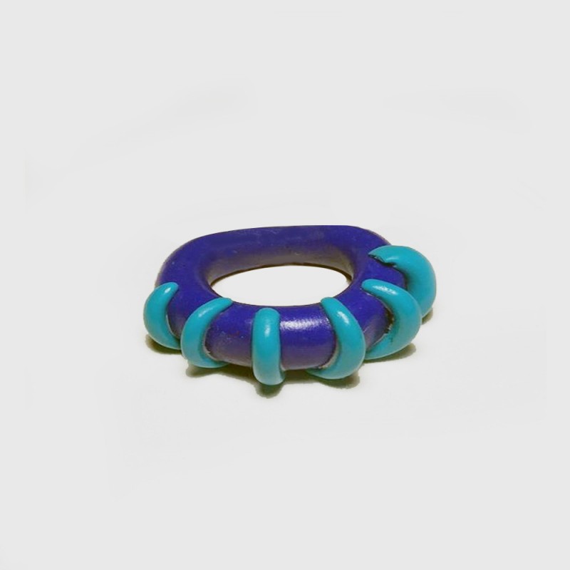 Bague CERCLES bleus pop fait main
