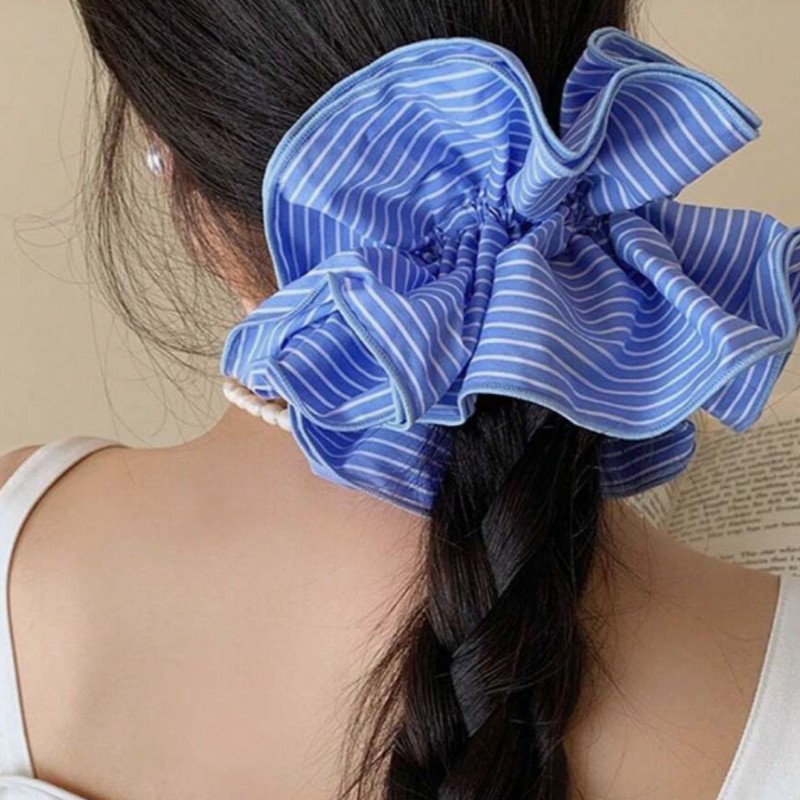 scrunchie bleu rayé