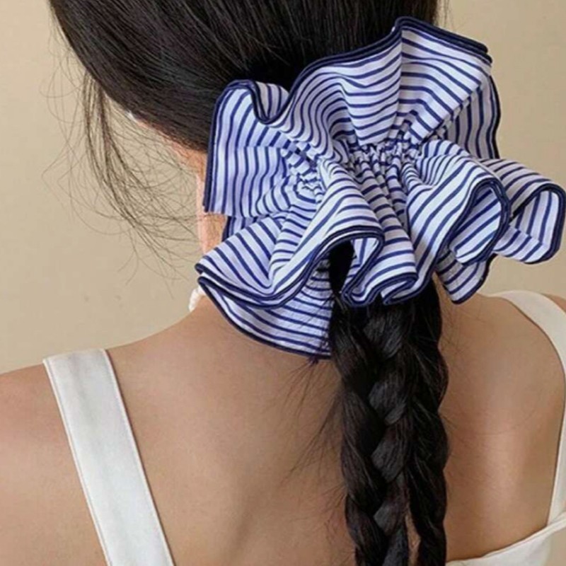 scrunchie blanc rayures