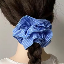 chouchou pour tresse rayé bleu blanc