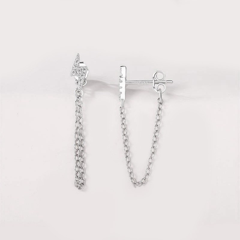 boucles d'oreilles éclair argent 925 pendantes