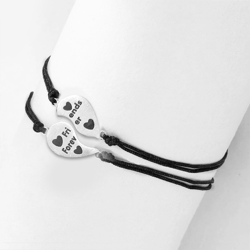 bracelet coeur acier inoxydable cordon taille unique