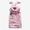 doudou coton minky fait main bleu pisicine rose vif