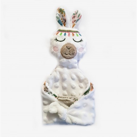 doudou coton minky fait main lama blanc