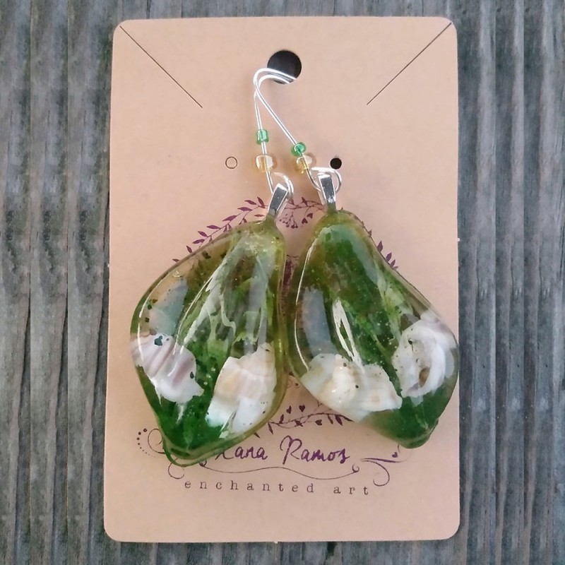 boucles d'oreilles argent sterling coquillage vert