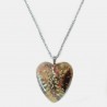 collier feuilles laiton et pendentif resine fleurs