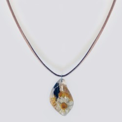chaine pendentif cuir fleurs bio