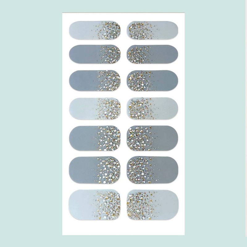 22 stickers à ongles gris paillettes pas cher