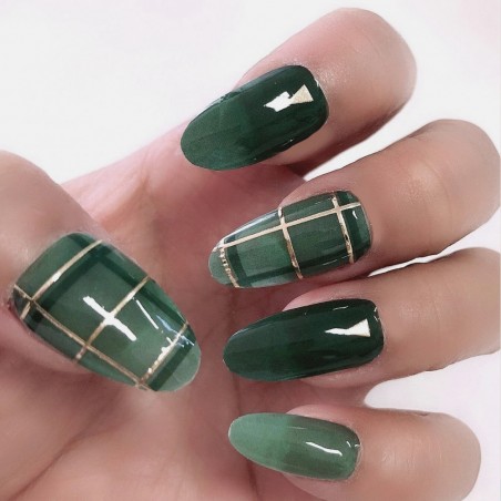 stickers à ongles à carreaux vert