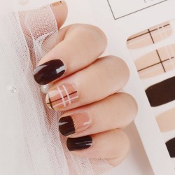 stickers à ongles rouges longue tenue beige et noir anglais